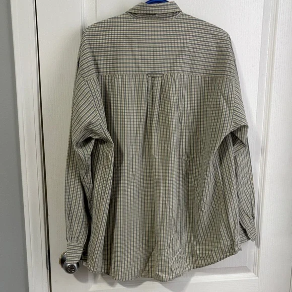 Men's Beige Plaid Button-Down Shirt - Picture 5 of 5